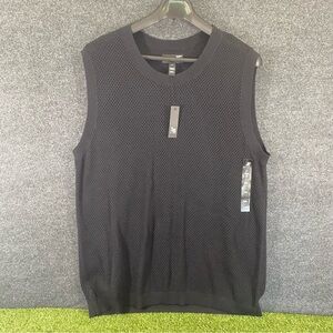 JF. Ferrar Crochet Style Knit Sleeveless Shirt Men's Size XXL Pull-Over Black